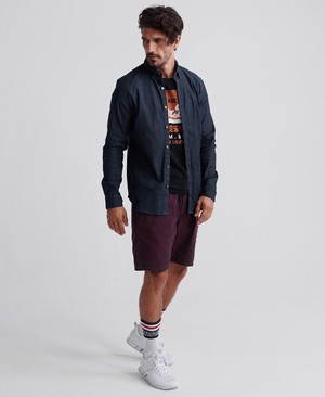 Superdry Edit Button Down Férfi Hosszú Ujjú Ing Sötétkék | CWGHL0695